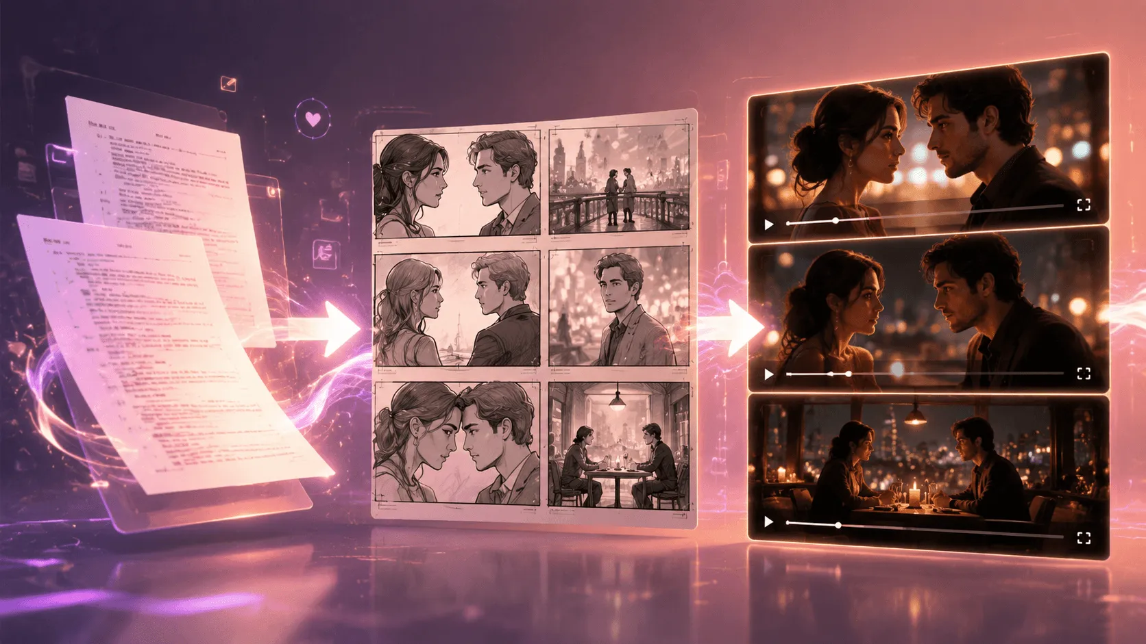 Automatic Conversion of Romance Scripts into Storyboards & Videos