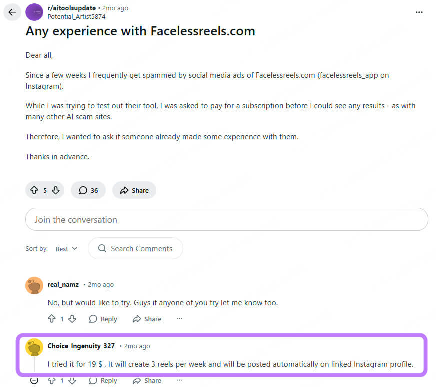 facelessreels.com review reddit