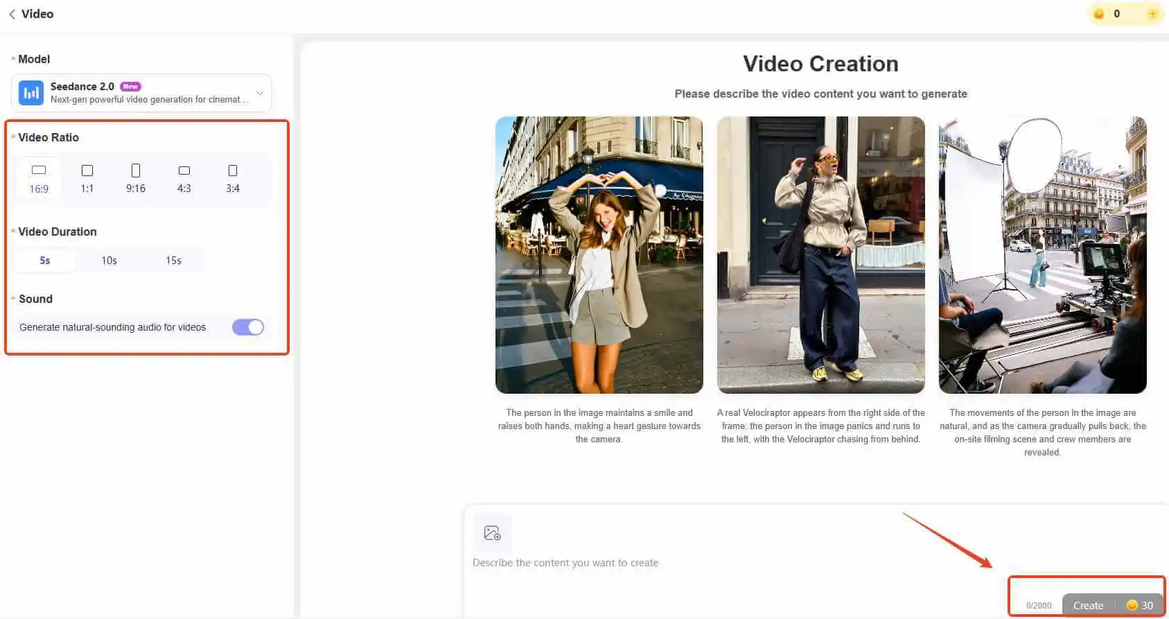 use seedance 2.0 model on novi ai to create ai video